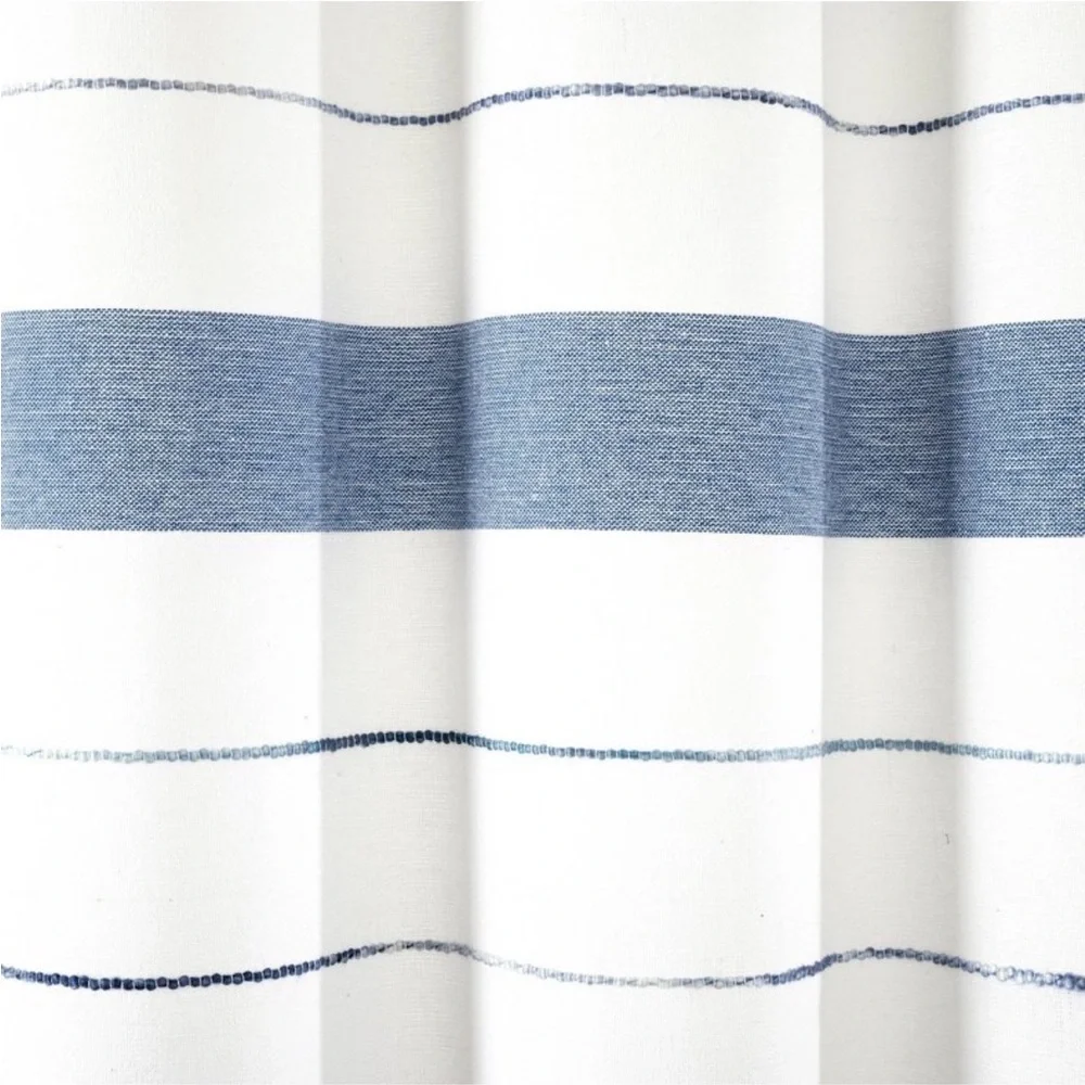 LUSH DECOR NWT chic stripe yarn dyed eco friendly recycled cotton shower curtain